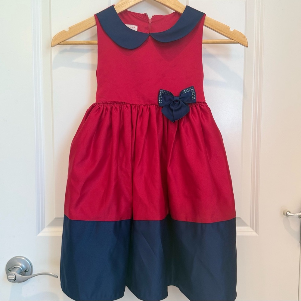 Little Girl’s Holiday/Birthday/Event Dress Size: 5 Red/Navy Excellent Condition